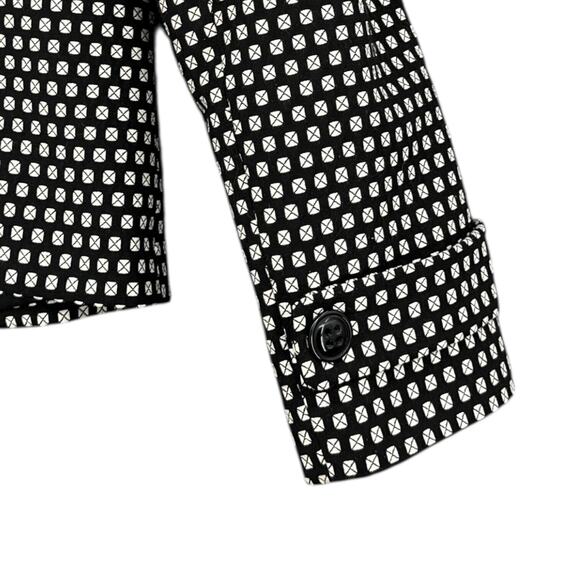 Stresa Black White Double Breasted Notched Lapel Geometric Blazer Jacket Size 8 - Picture 3 of 7